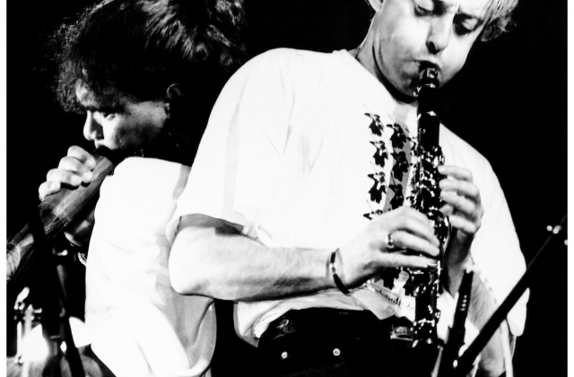 Tom Lewis (didgeridoo) and  Christopher Young (cl), 1990.  Photograph by Saulius Marcinkevičius 